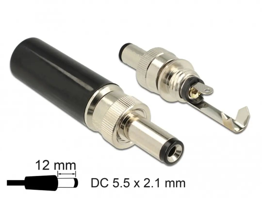 Delock DC 5.5x2.1mm Mannelijk Soldeerconnector