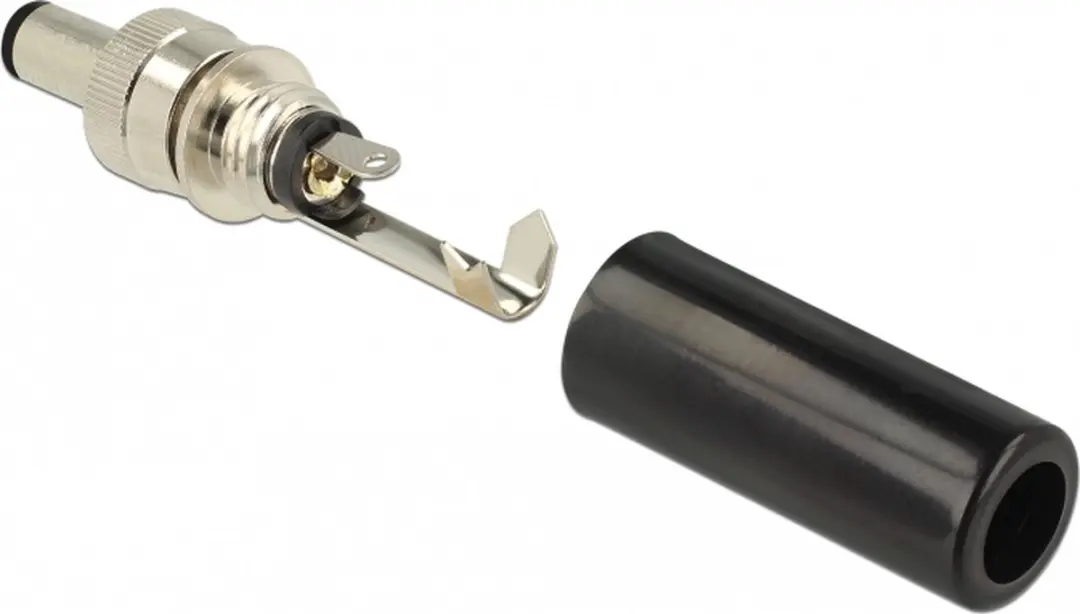 Delock DC 5.5x2.1mm Mannelijk Soldeerconnector - Zwart