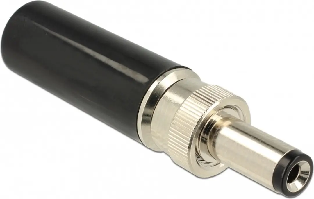 Delock DC 5.5x2.1mm Mannelijk Soldeerconnector - Zwart