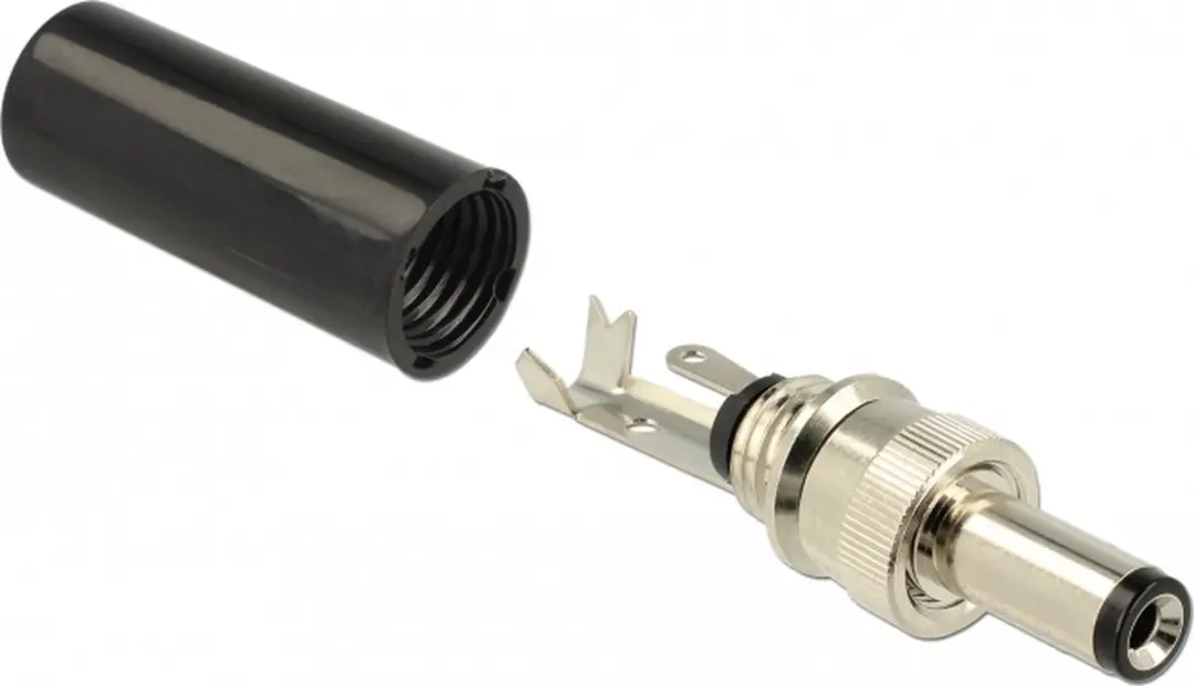 Delock DC 5.5x2.1mm Mannelijk Soldeerconnector - Zwart
