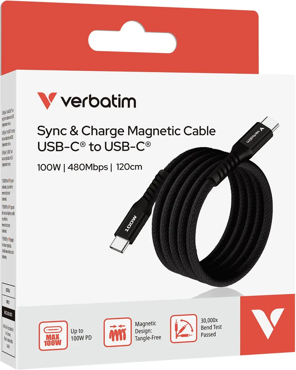 Verbatim USB-C Kabel 100W PD 1-2m - Transparant