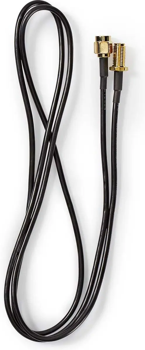 Nedis Antennekabel RP-SMA Male - RP-SMA Female 1m - Verguld - 50 Ohm - Zwart