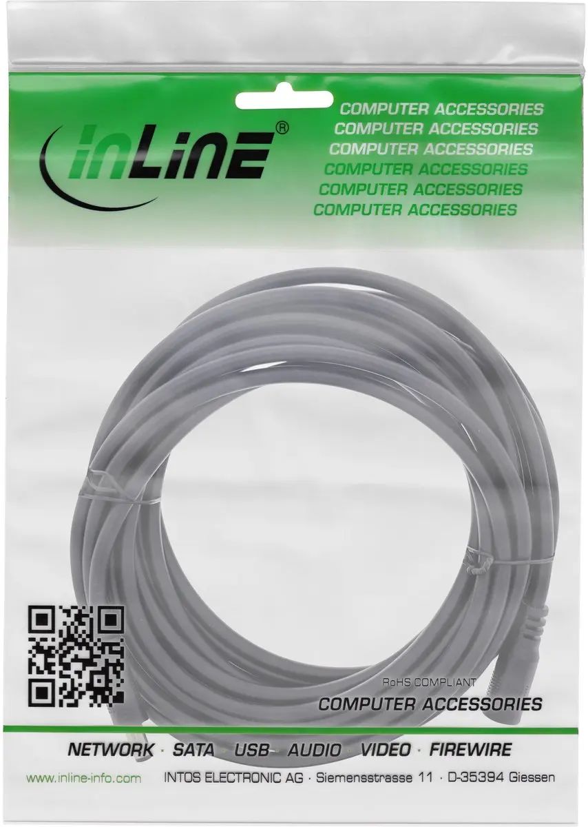 InLine DC Verlengkabel 5,5x2,1mm 140W AWG18 - 3m