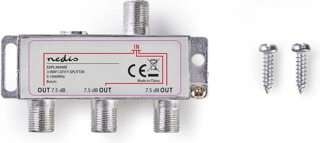 Nedis CATV-Splitter SSPL300ME - 3 Outputs 75 Ohm - Zilver