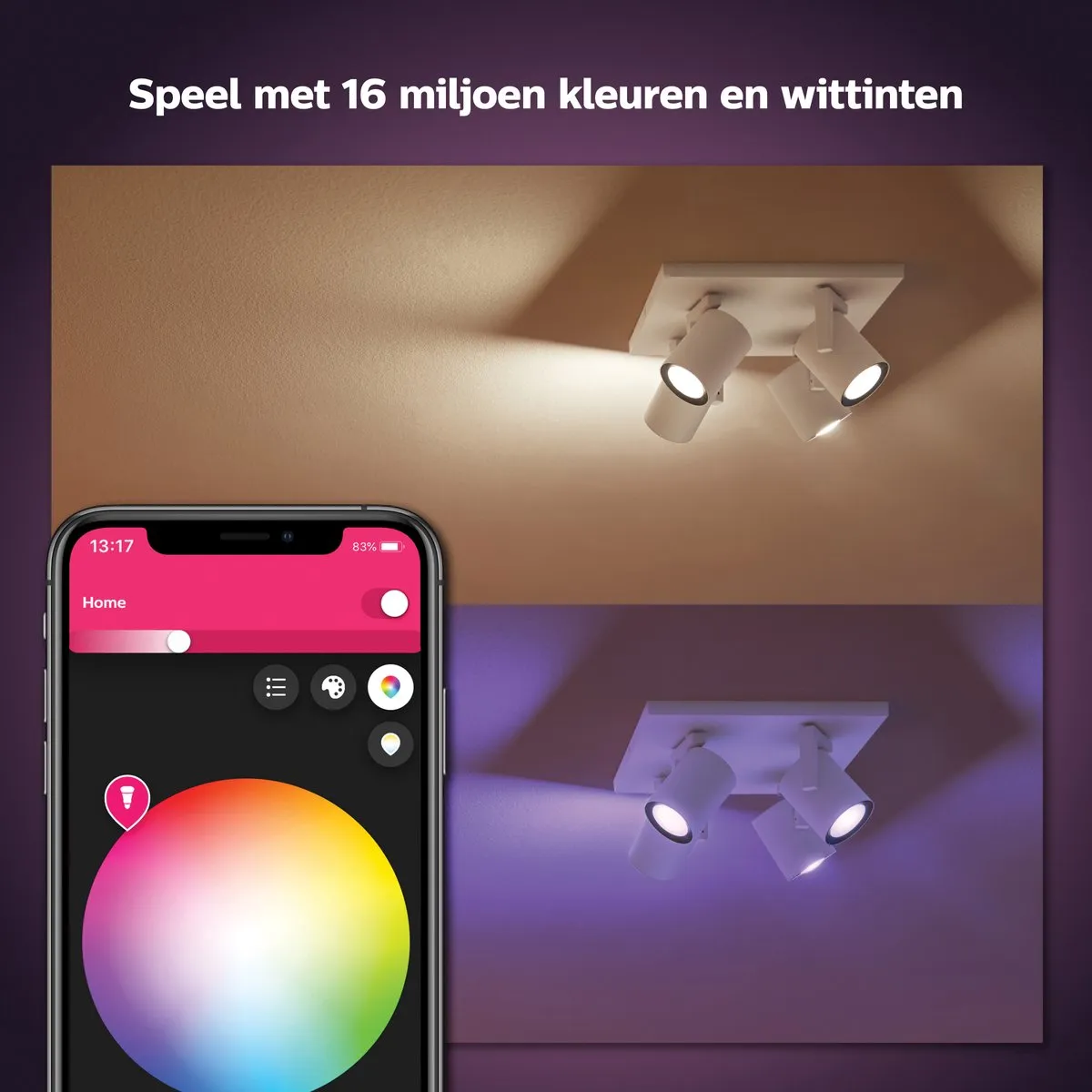 Philips Hue Argenta Opbouwspot 4-spots - RGBW Wit