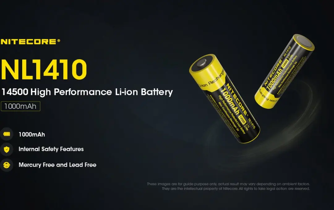 Nitecore NL1410 14500 Li-ion Accu 1000mAh - Geel/Zwart - afbeelding 6 van 6