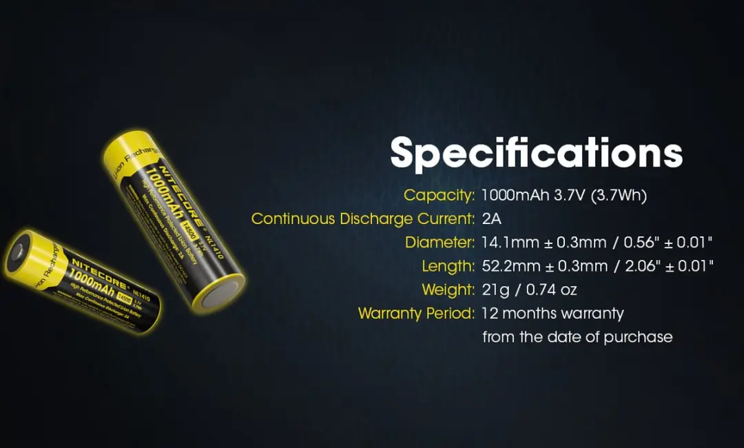Nitecore NL1410 14500 Li-ion Accu 1000mAh - Geel/Zwart