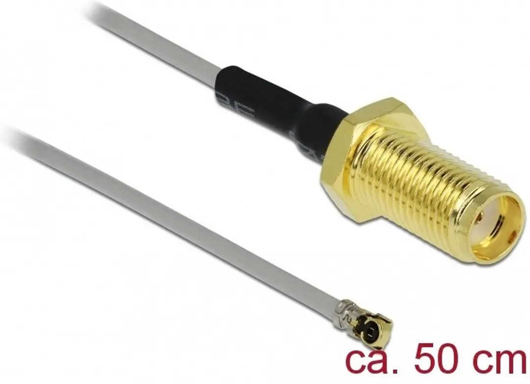 Delock MHF 4L SMA Kabel - Micro Coax 1,37mm 50 Ohm - 0,5m Grijs
