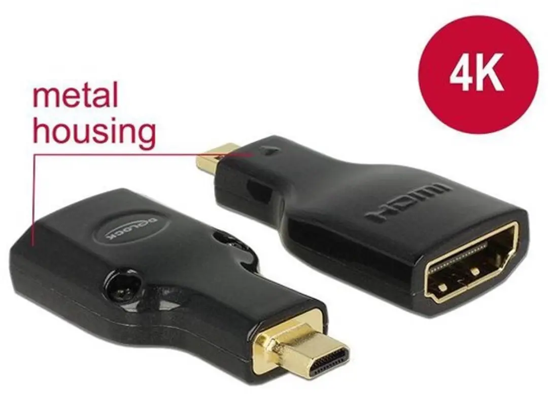 Delock Micro HDMI naar HDMI Adapter 2.0 4K 60Hz - Zwart