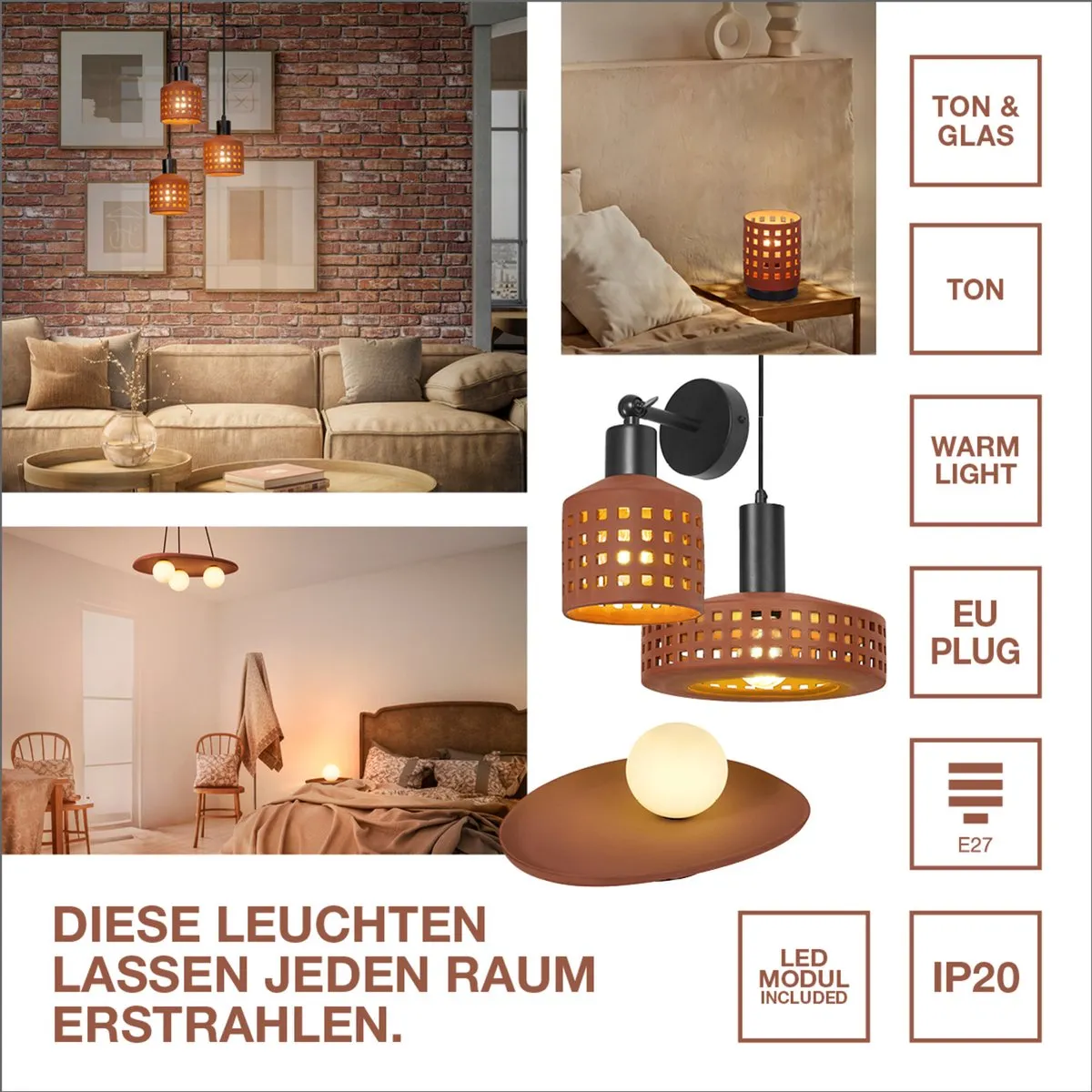 LEDVANCE Decor Clay Nest Plafondlamp 3xG9 - Bruin - afbeelding 6 van 6