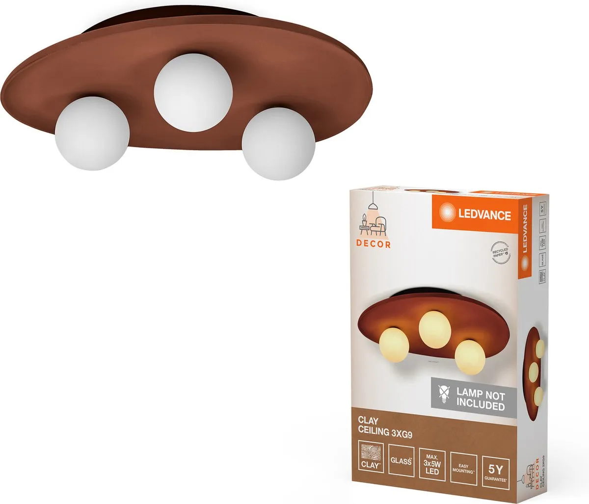 LEDVANCE Decor Clay Nest Plafondlamp 3xG9