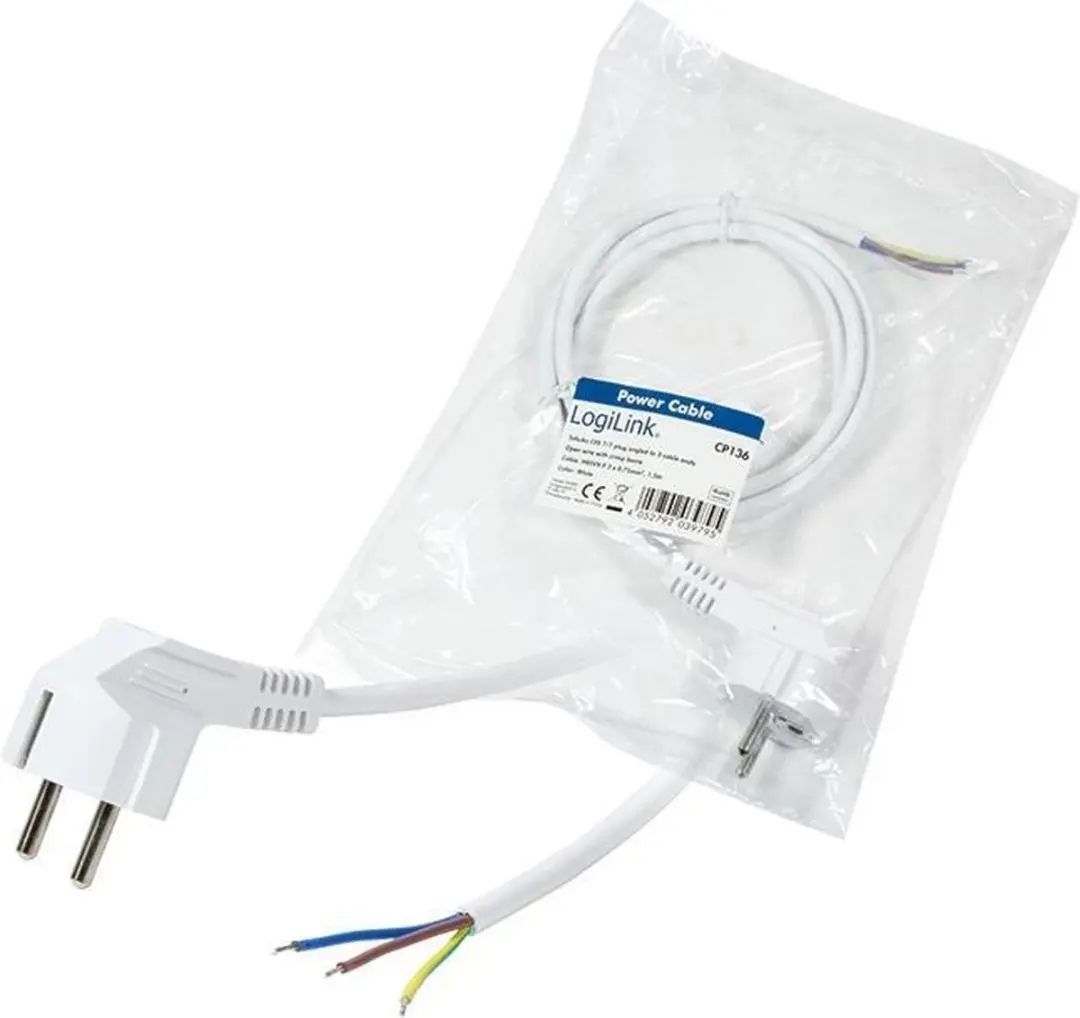 Logilink CEE7/7 Elektriciteitssnoer 1.5m - Wit