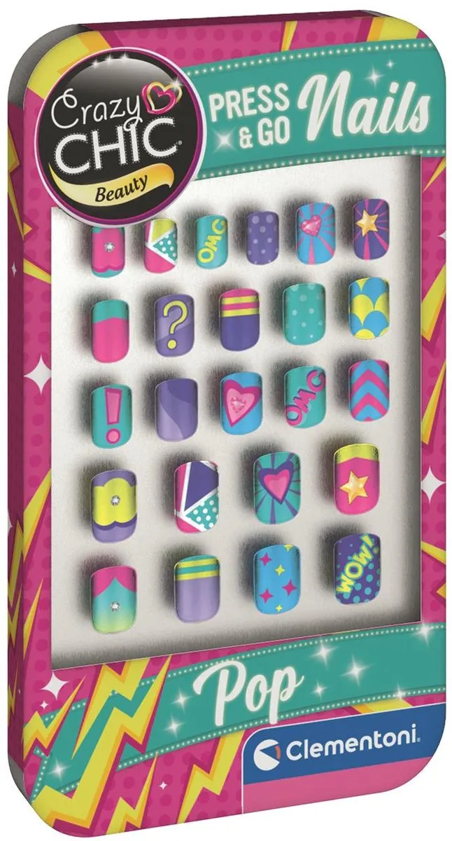 Clementoni Cazy Chic Press & Go Nails Kunstnagels Pop - vanaf 6 jaar