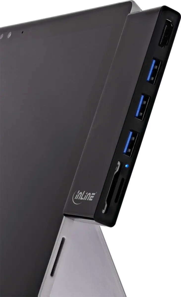 InLine MultiHub Surface Pro 4/5/6 - USB-A 3.2 x3 HDMI 4K Kaartlezer - Zwart