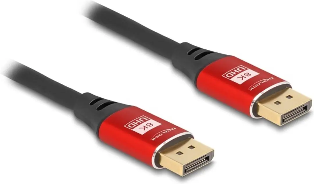 Delock DisplayPort Kabel 8K 60Hz 1m - Rood/Zwart