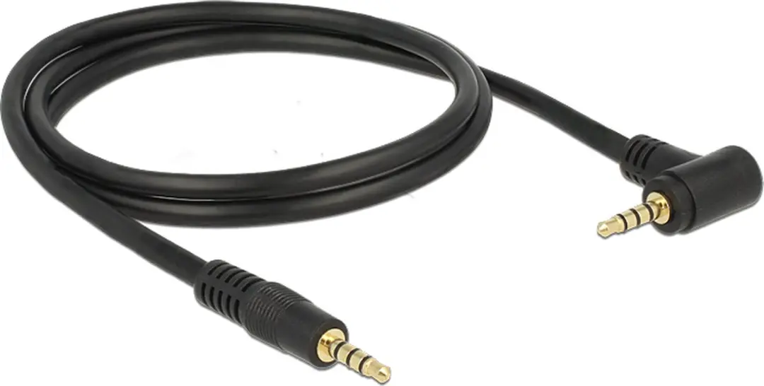 Delock 3,5mm Jack 4-polig Audio/Video Kabel AWG24 - Haaks - 1m - Zwart