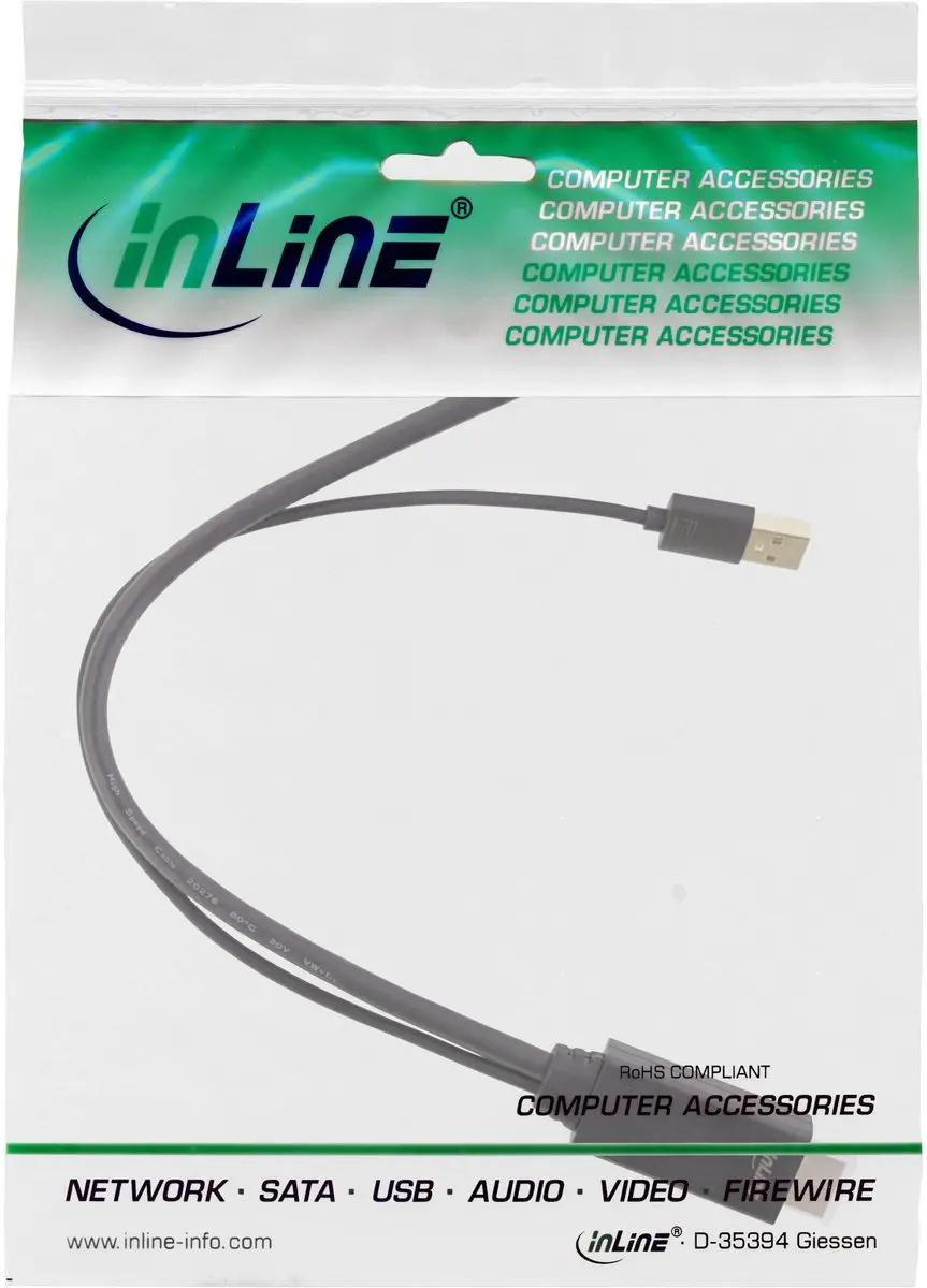 InLine HDMI naar DisplayPort Adapter 4K 30Hz - 0,30m - Zwart
