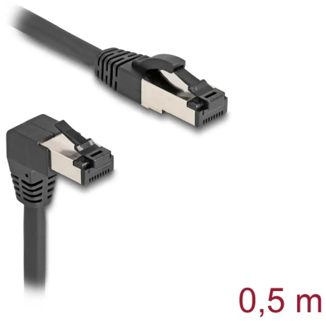 Delock Cat.8.1 S/FTP RJ45 Kabel 90° - 0.5m - Zwart