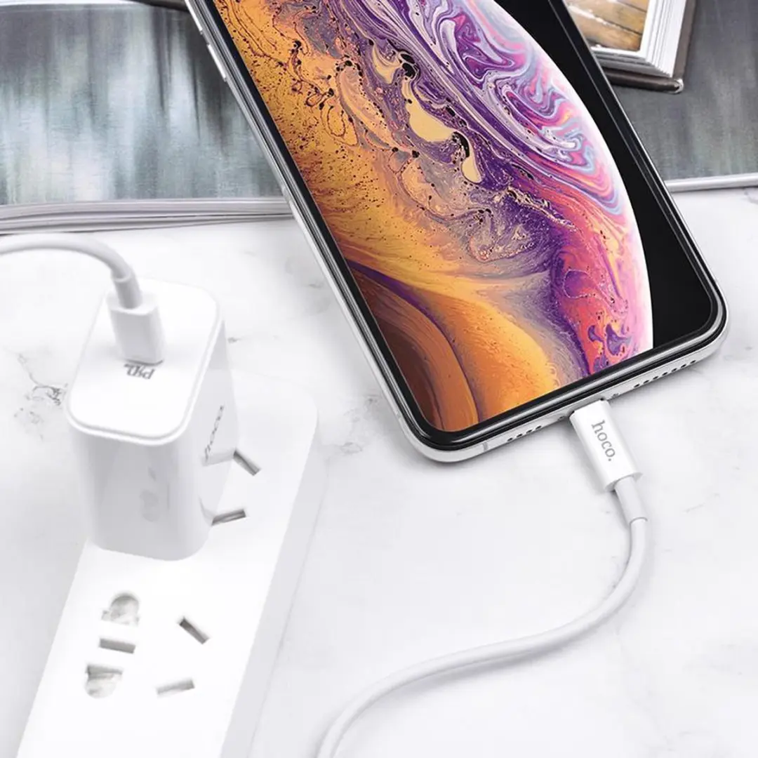 Hoco Lightning Oplader USB-C naar Lightning 1m - Wit