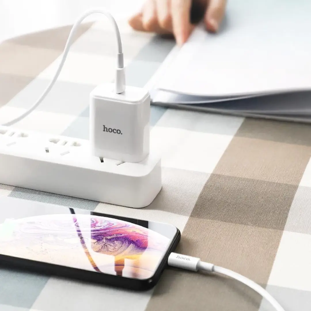 Hoco Lightning Oplader USB-C naar Lightning 1m - Wit
