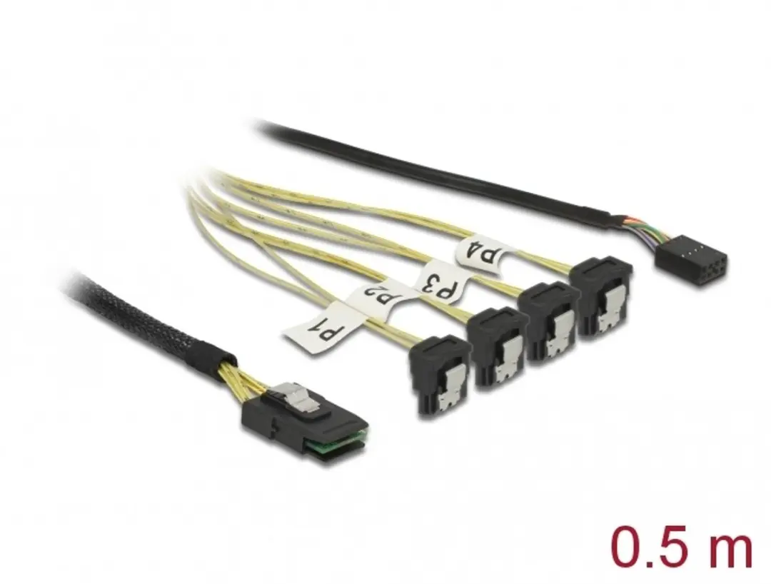 Delock Mini SAS naar 4x SATA Kabel 0.5m