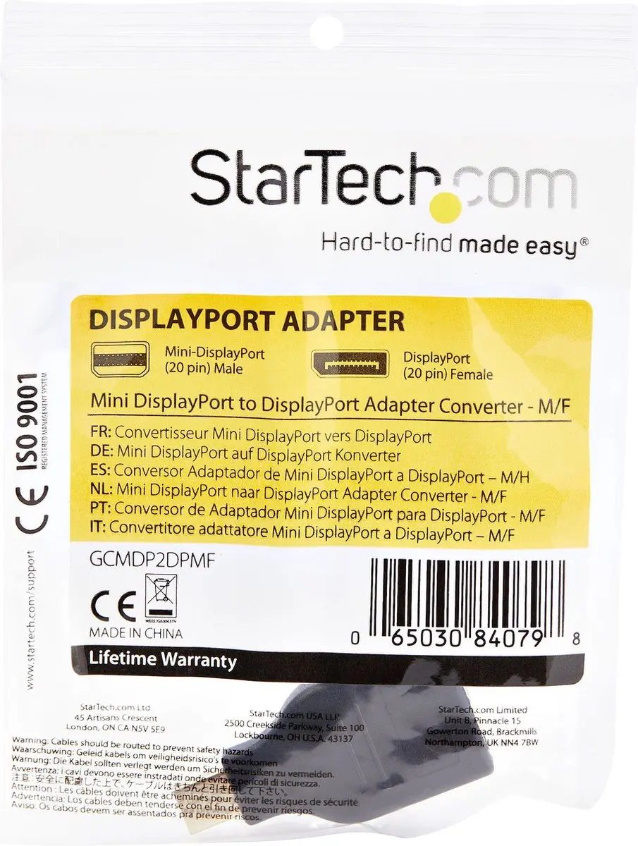 Startech GCMDP2DPMF Mini DisplayPort naar DisplayPort Adapter - Zwart