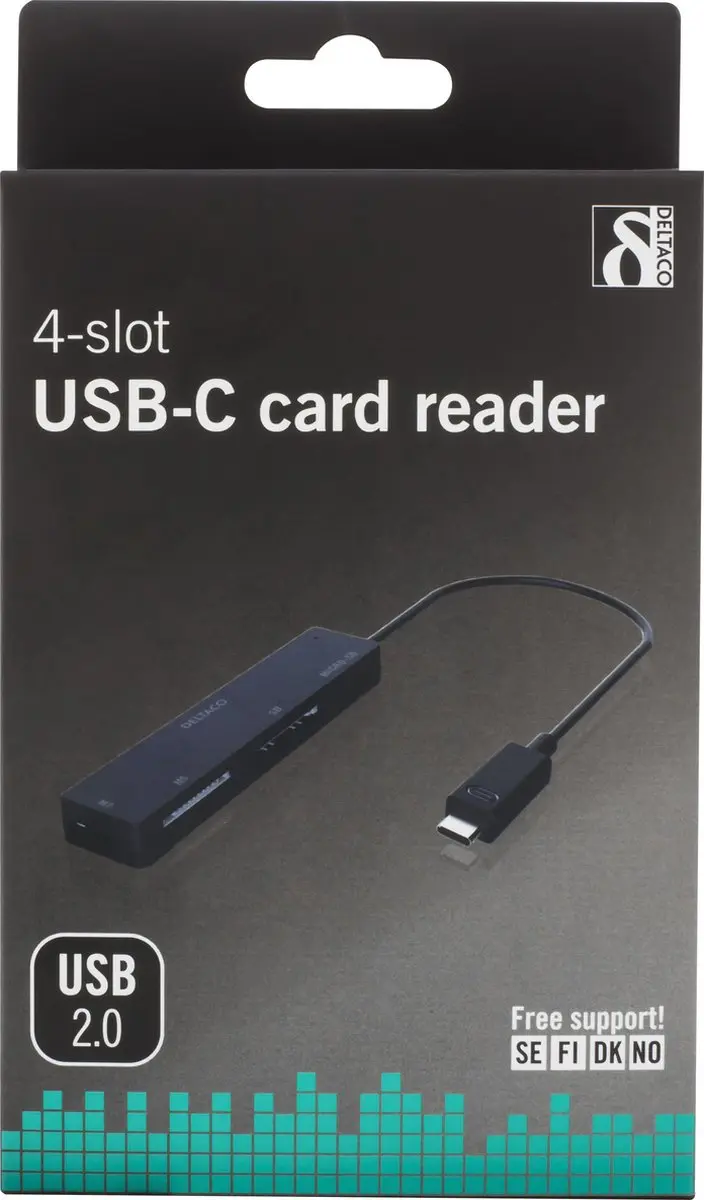 Deltaco UCR-154 USB-C Cardreader - Micro SD - Zwart