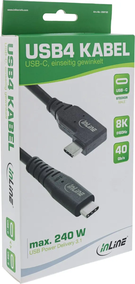 InLine USB4 USB-C Kabel 240W PD 1,5m - Zwart