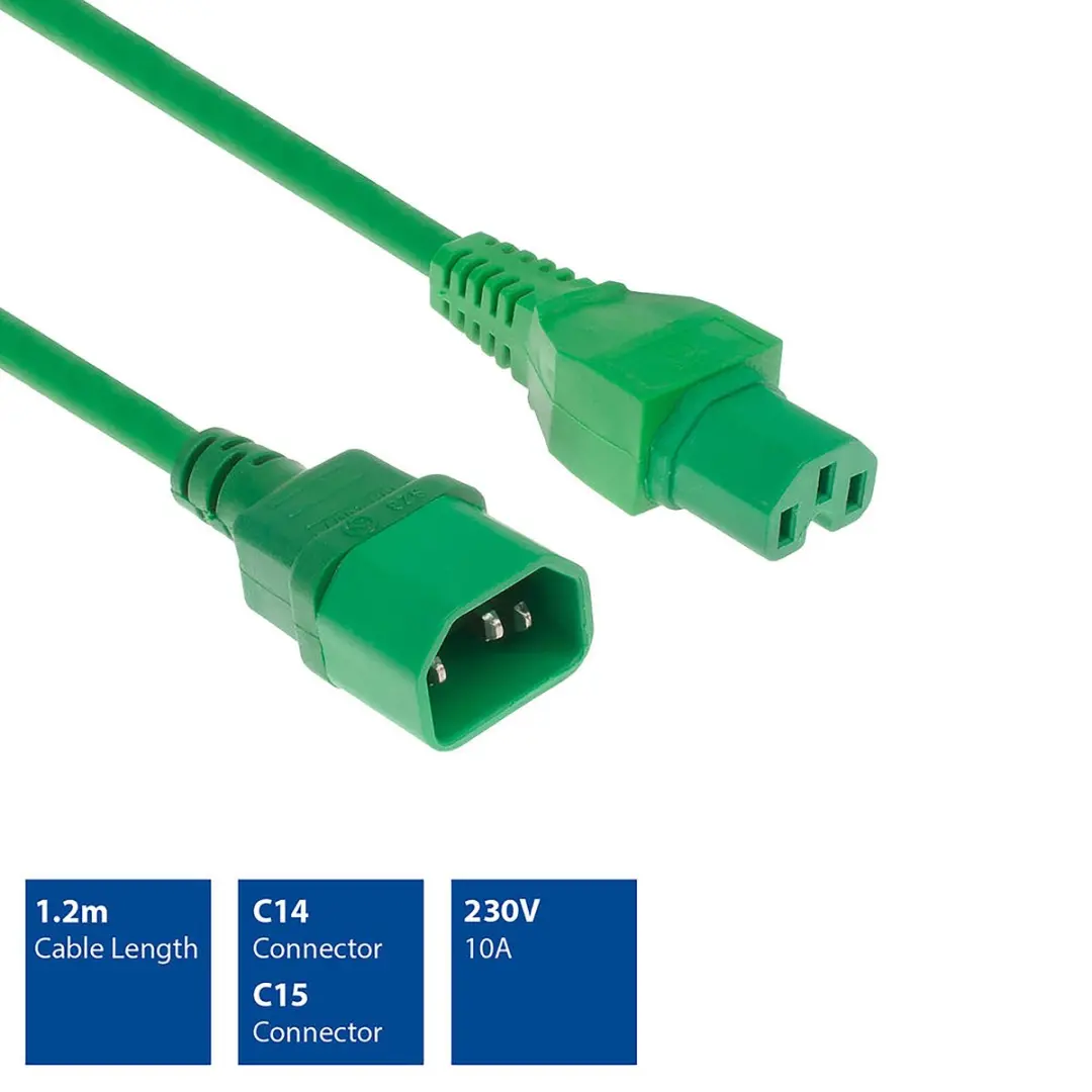 ACT Netsnoer C14-C15 Groen 1,2m