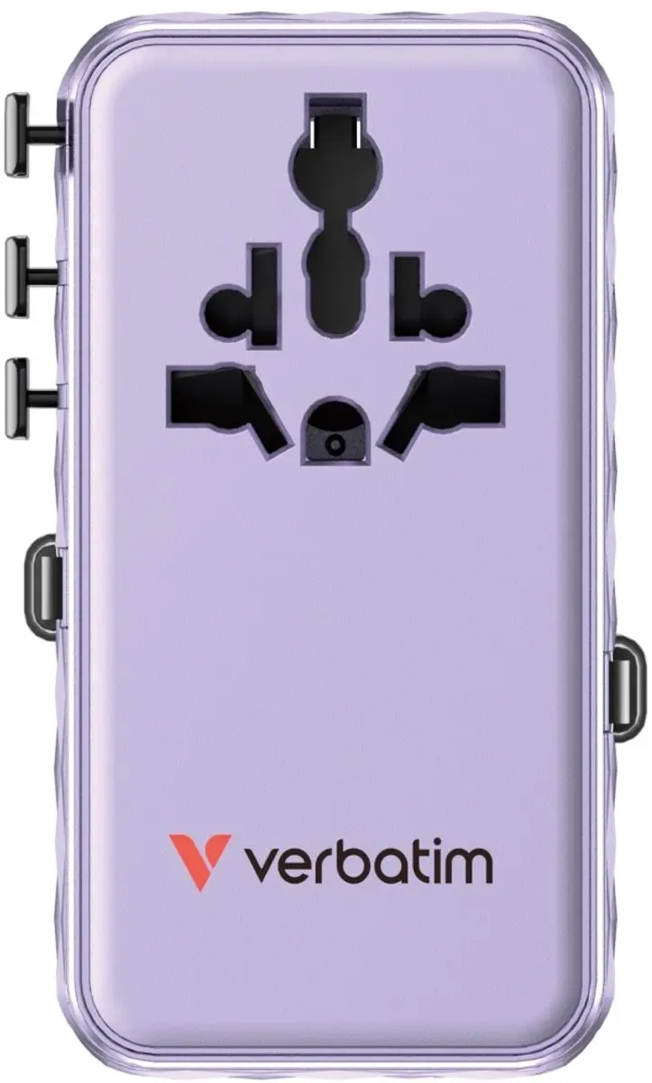 Verbatim EU VK VS Reisadapter - 1x USB-C 2x USB-C - Paars