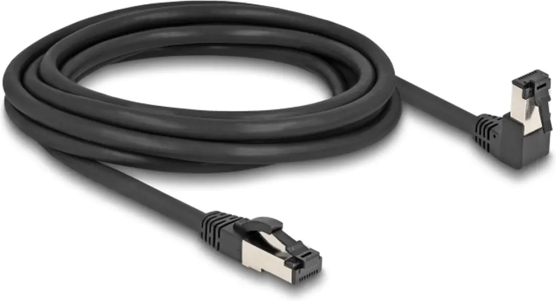 Delock Cat.8.1 S/FTP RJ45 Kabel 3m - 90° Hoek - Zwart