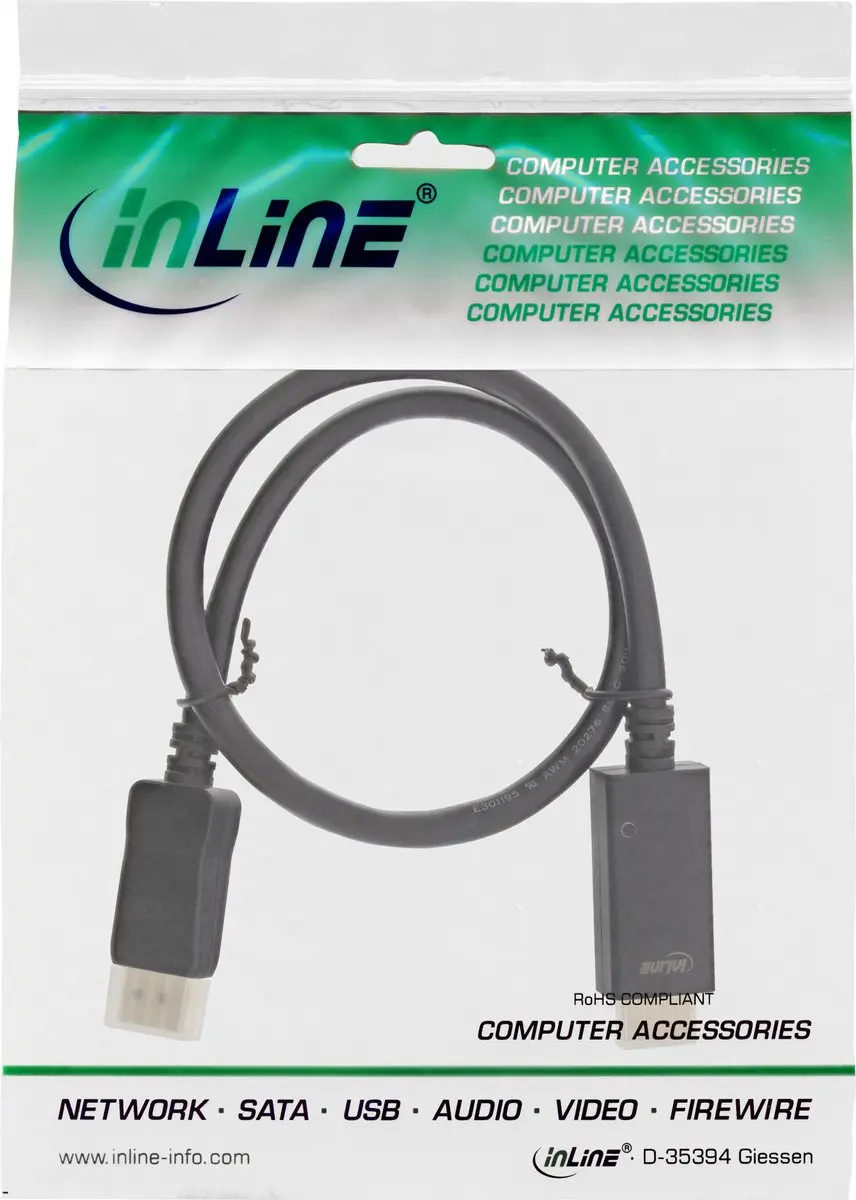 InLine Premium DisplayPort naar HDMI Kabel 1.2/2.0 - 1,5m - Zwart