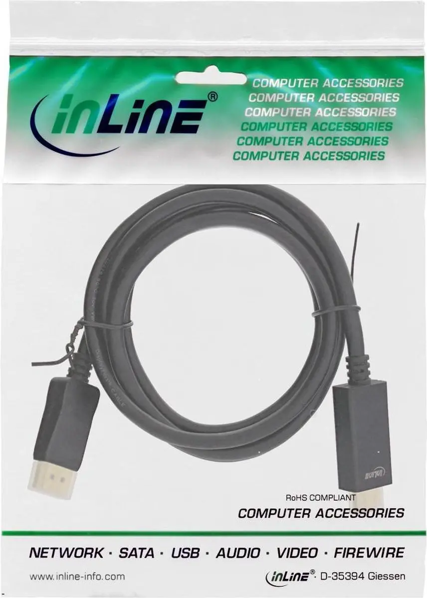 InLine Premium DisplayPort naar HDMI Kabel 1.2/2.0 - 1,5m - Zwart