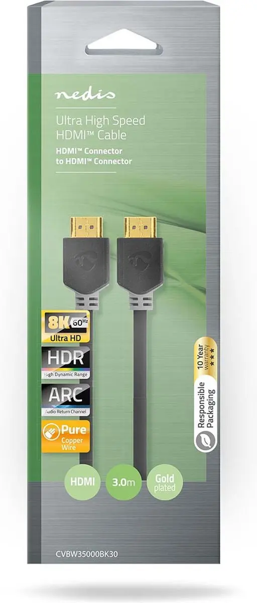 Nedis Ultra High Speed HDMI-kabel 8K 48Gbps 3m - Antraciet