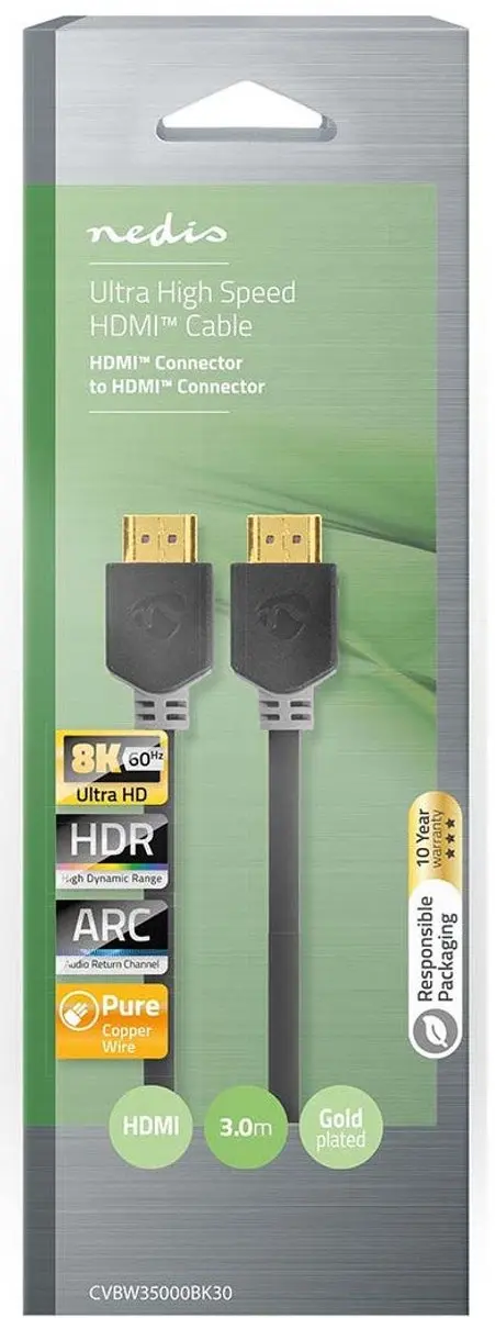Nedis Ultra High Speed HDMI-kabel 8K 48Gbps 3m - Antraciet