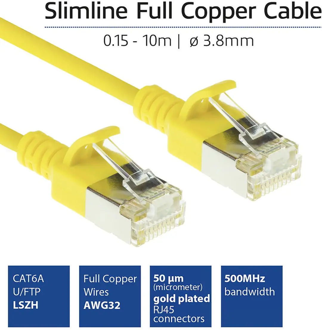 ACT Gele LSZH U/FTP CAT6A Patchkabel 1m - DC7801