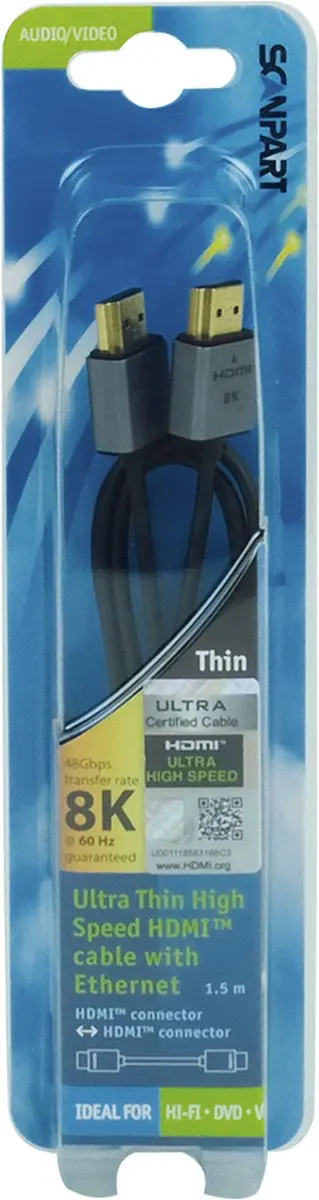 Scanpart HDMI Kabel 1.5m 8K@60Hz - Zwart