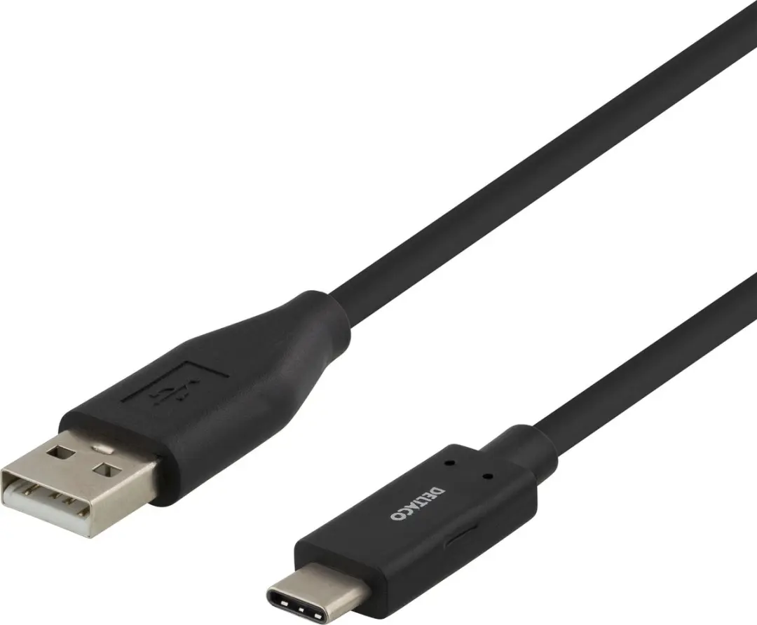 Deltaco USBC-1006M USB-C naar USB-A Kabel 3A 2m - Zwart