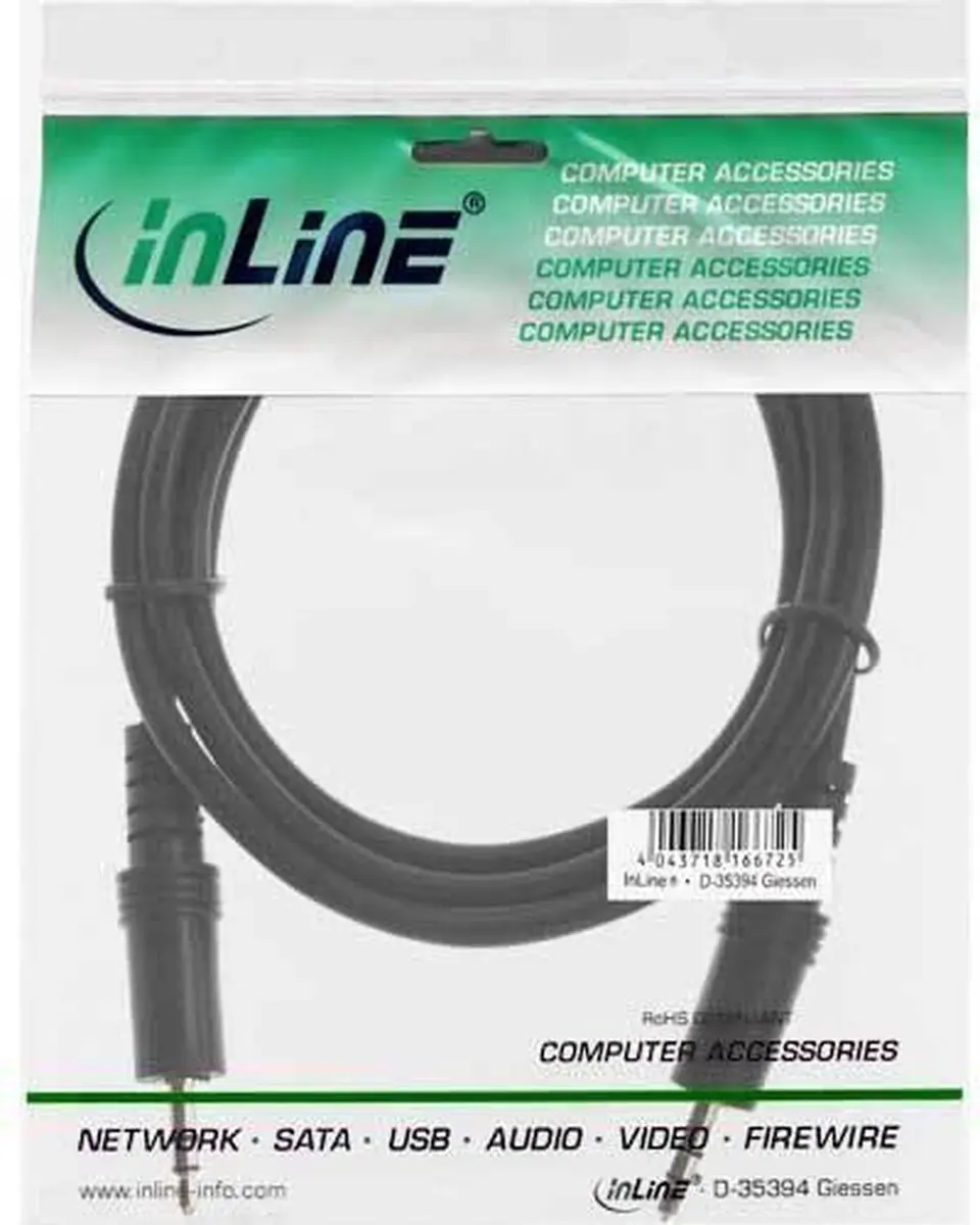 InLine 99932E Audiokabel 3,5mm - 0,3m - Zwart
