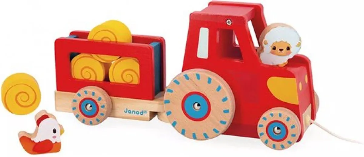 Janod Houten Trekfiguur Tractor Multikleur