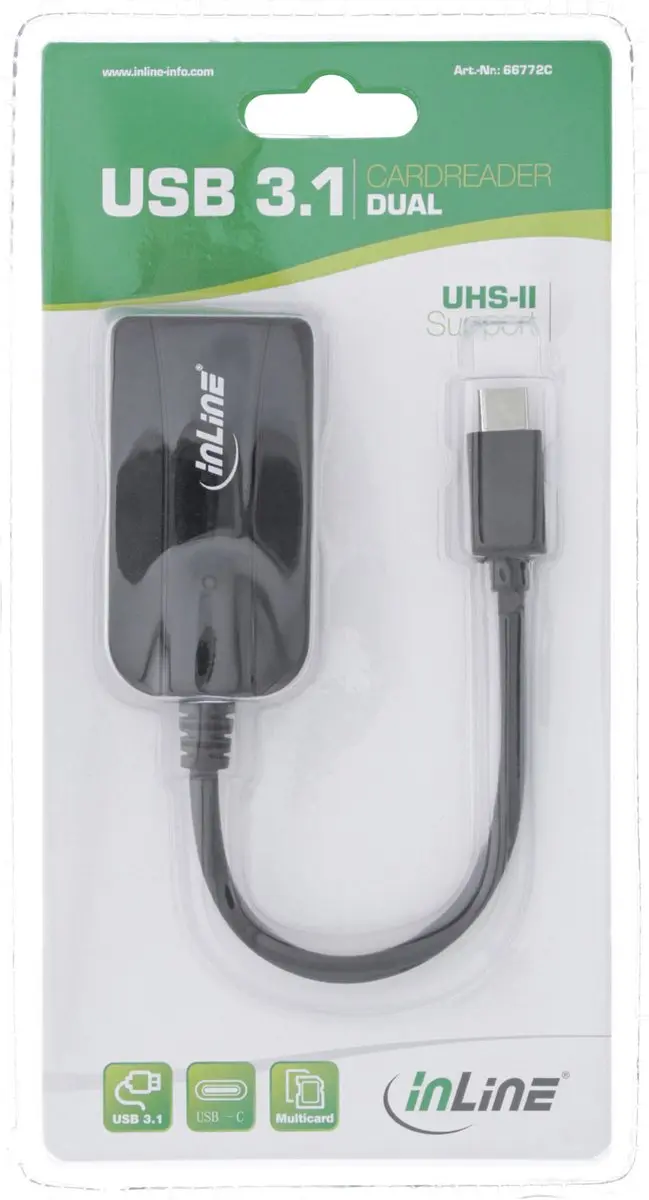 InLine Kaartlezer USB-C SD/microSD - Black