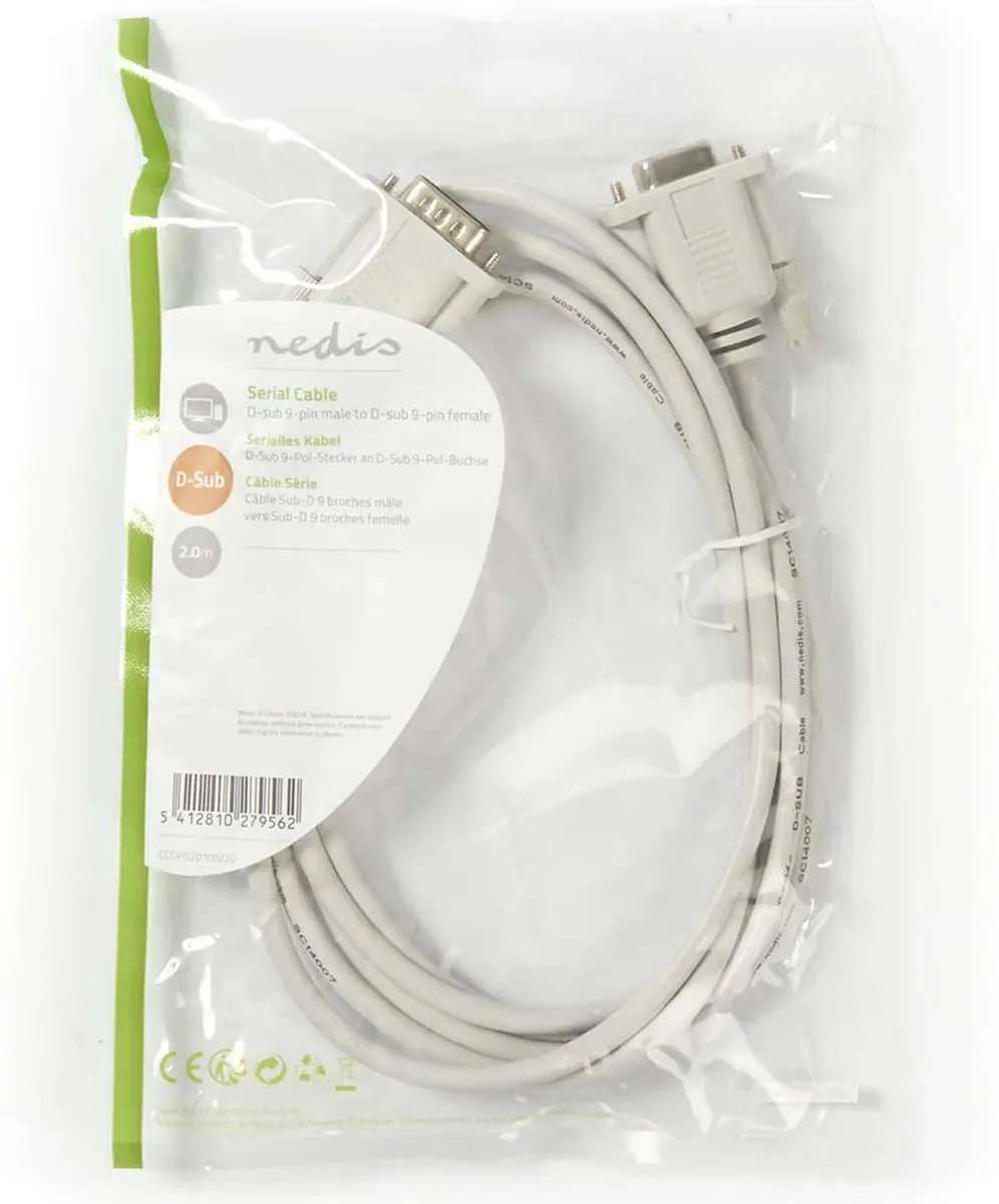 Nedis D-SUB 9-Pins Seriële Kabel 2m - Ivoor