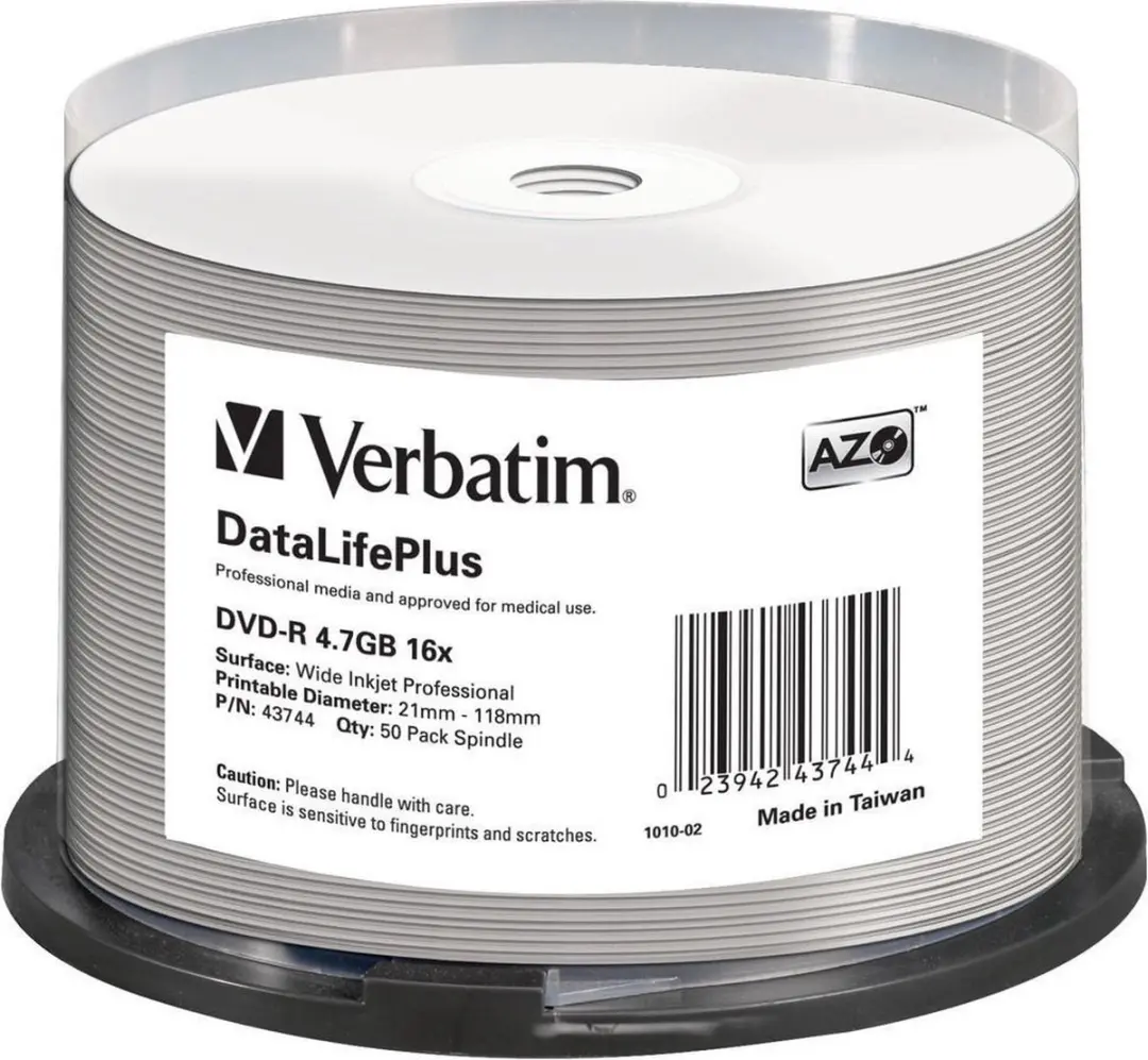 Verbatim 43744 DVD-R disc 4.7 GB 50 stuk(s) Spindel Bedrukbaar