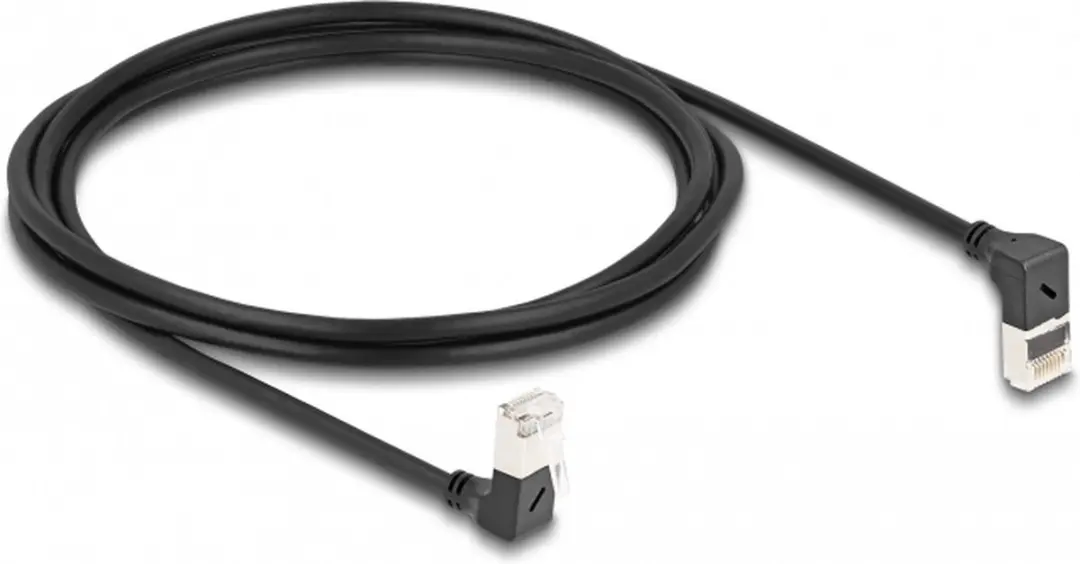 Delock Cat.6A S/FTP RJ45 Kabel 90° - 2m - Zwart