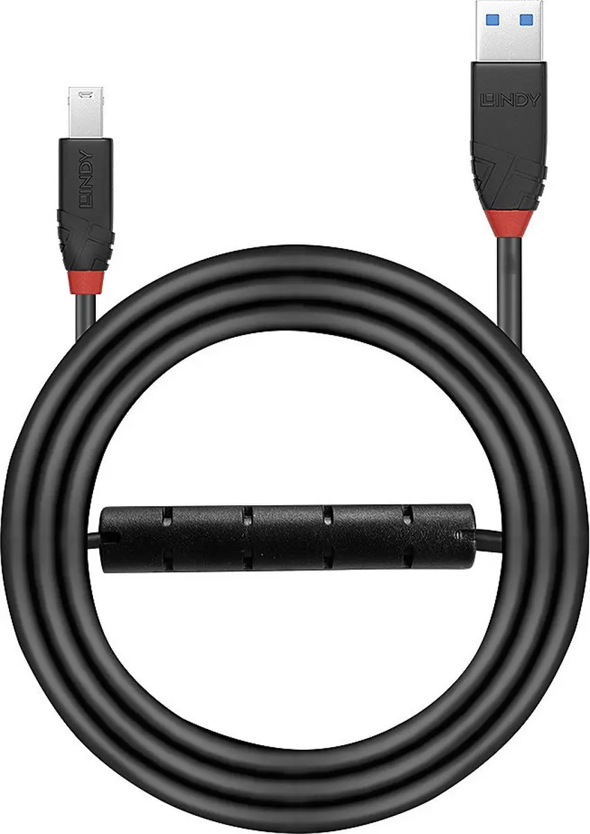 Lindy USB 3.2 Gen1 USB-A naar USB-B Kabel 10m - Zwart