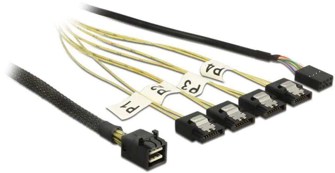 Delock Mini SAS HD SFF-8643 naar 4x SATA Reverse 0.5m