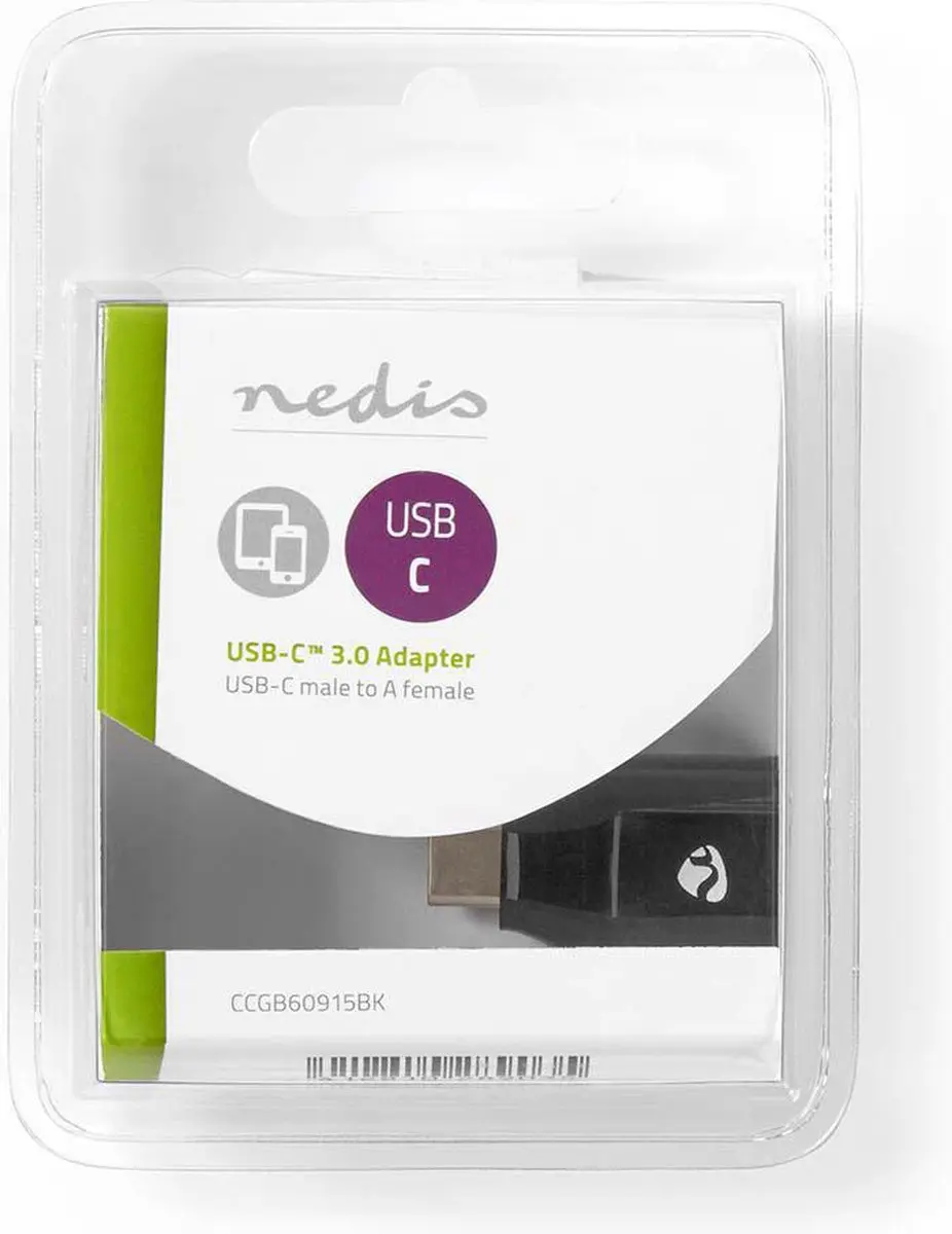 Nedis USB-C Adapter CCGB60915BK - USB-A Vrouwelijk - 5 Gbps - Zwart
