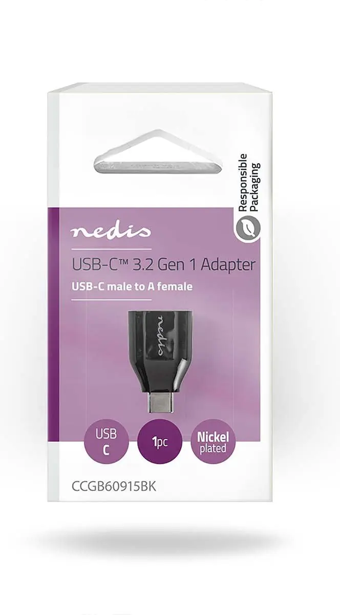 Nedis USB-C Adapter CCGB60915BK - USB-A Vrouwelijk - 5 Gbps - Zwart
