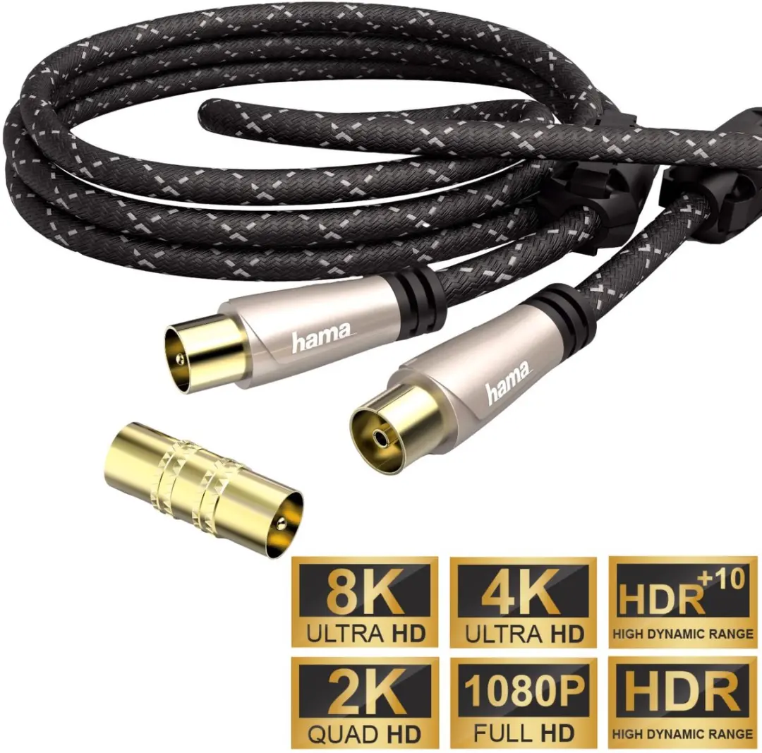 Hama 5m antennekabel 120dB coaxkabel voor 8K/4K HD TV LED/LCD/OLED