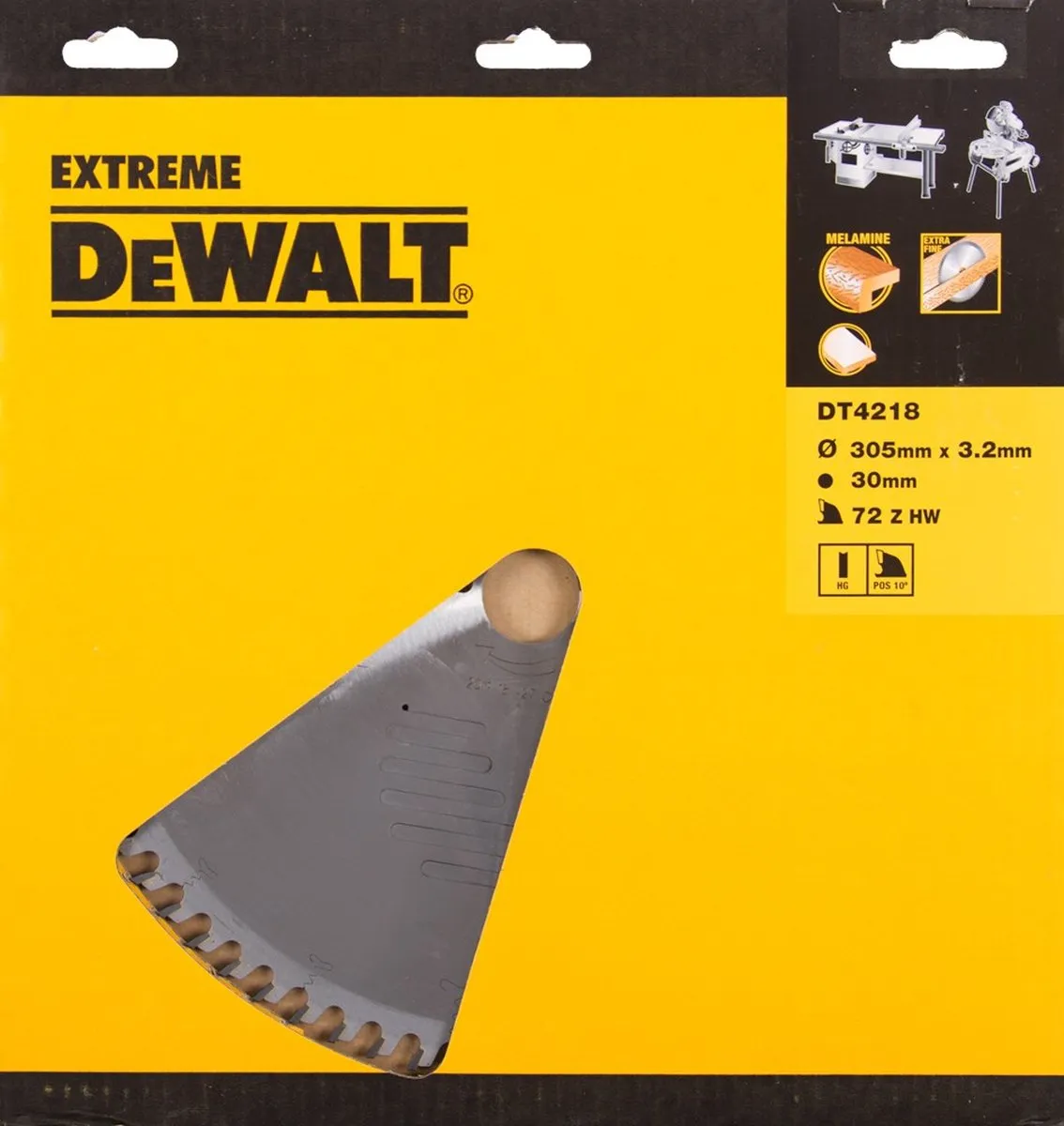 DeWALT Cirkelzaagblad voor Melamine | Extreme | Ø 305mm Asgat 30mm 72T - DT4218-QZ